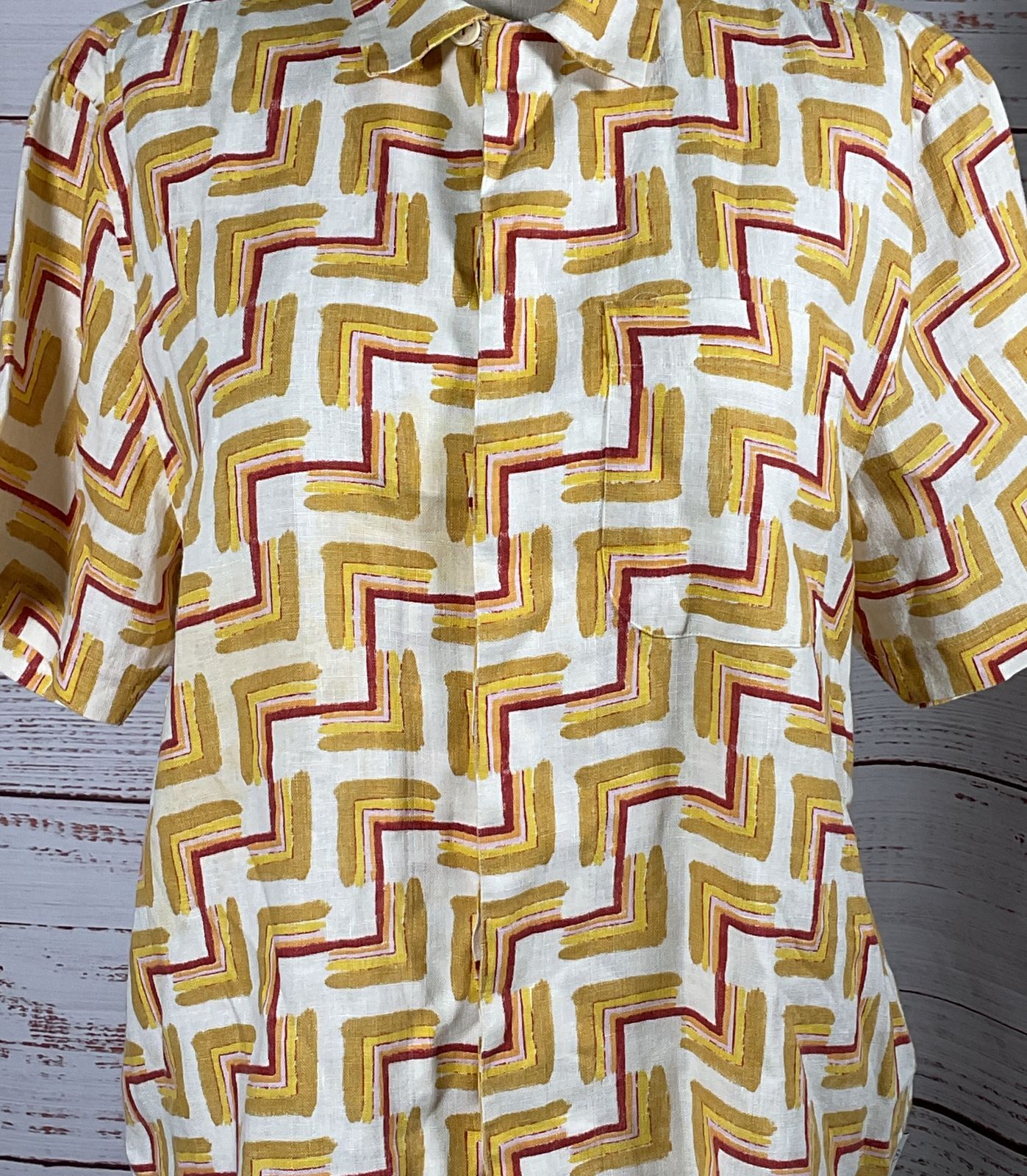 Ted Baker Brecon Retro Geometric-Print Linen Shirt Multicolor 4