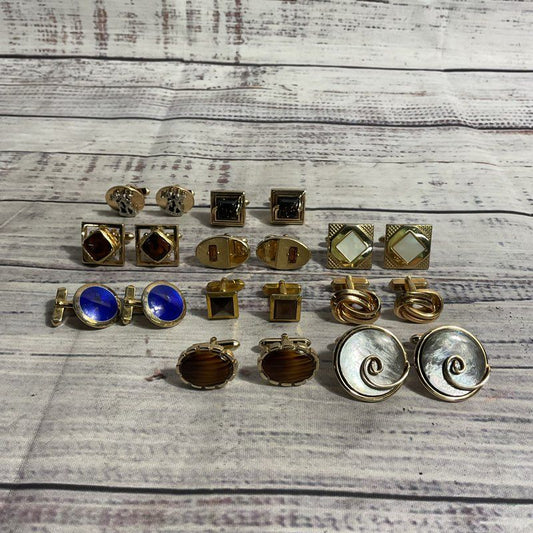 Lot of 10 Vintage Swank Gold Tone Metal Cufflink Sets