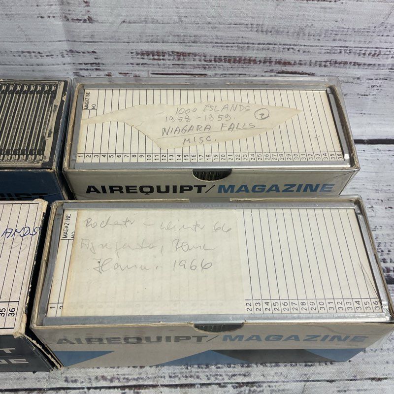 Airequipt Lot Of 4 Mostly Full Travel Photo Slide Magazines & 15 Loose Slides