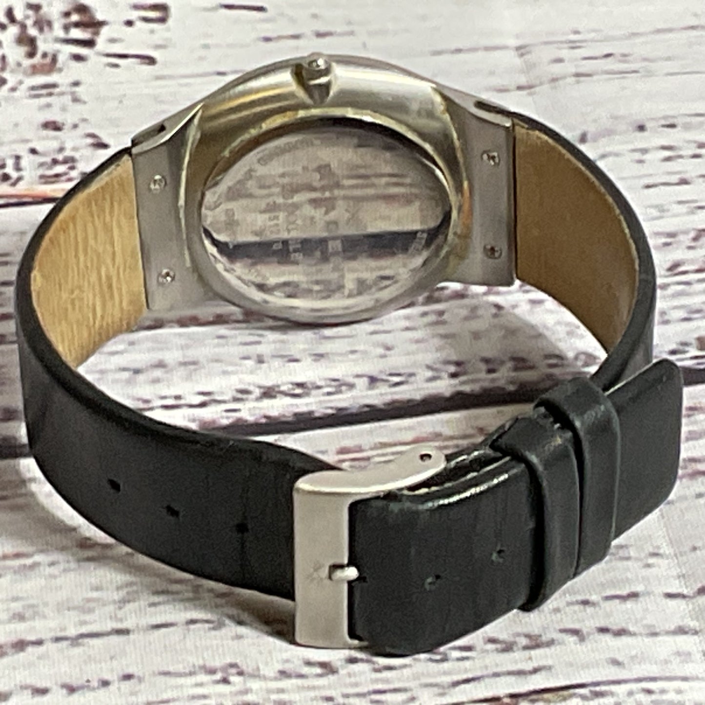 SKAGEN 233XXLSLB Men's Black Dial Black Leather Band Watch (NEEDS BATTERY)