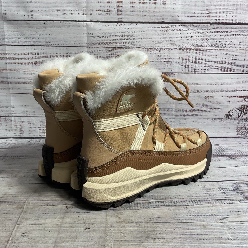 Sorel ONA RMX Glacy Faux Fur Lined Beige Snow Boot Women's Size 9 US