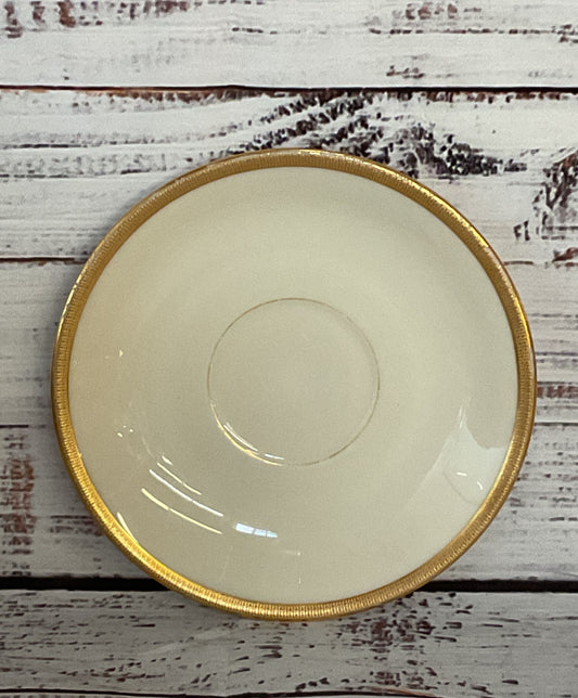 Lenox Bone China Tuxedo Saucer Plates Cream Gold