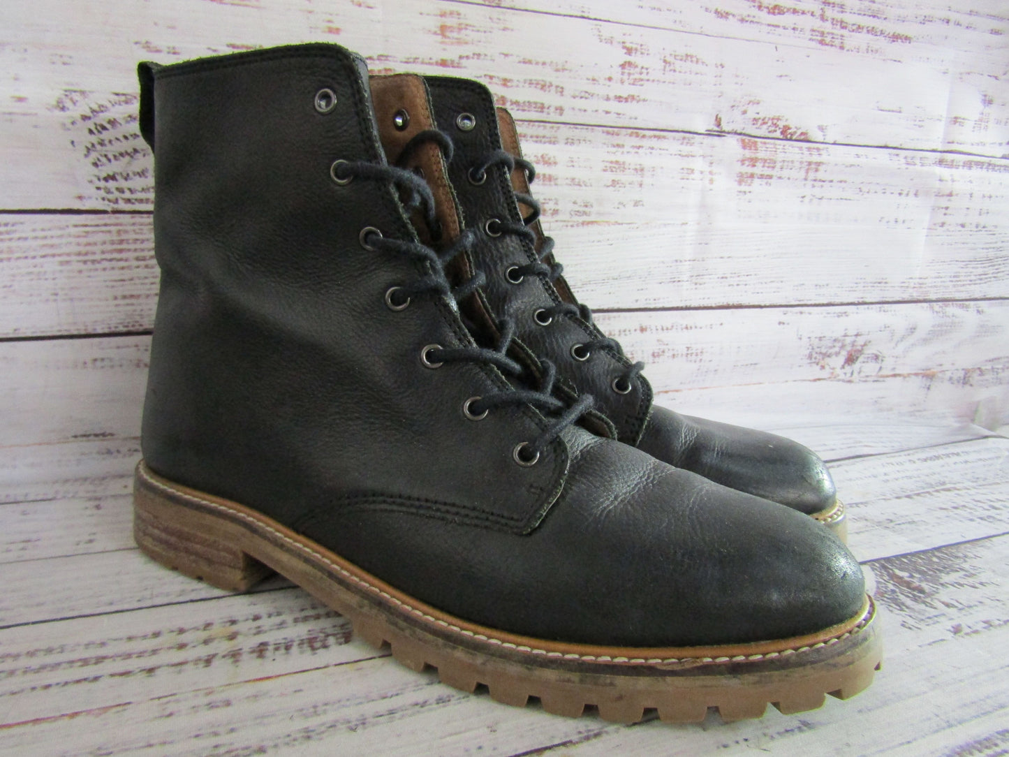 Madewell The Clair Women's Black Leather Combat Boots Size 7.5