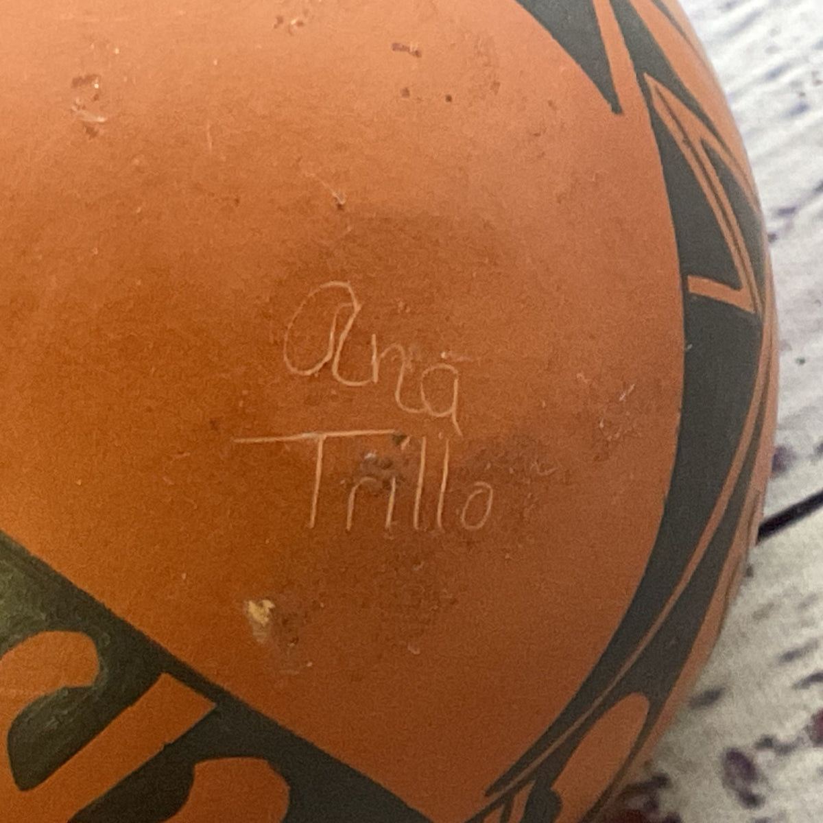 VTG. Signed ANA TRILLO & VC Etched Clay Pottery-