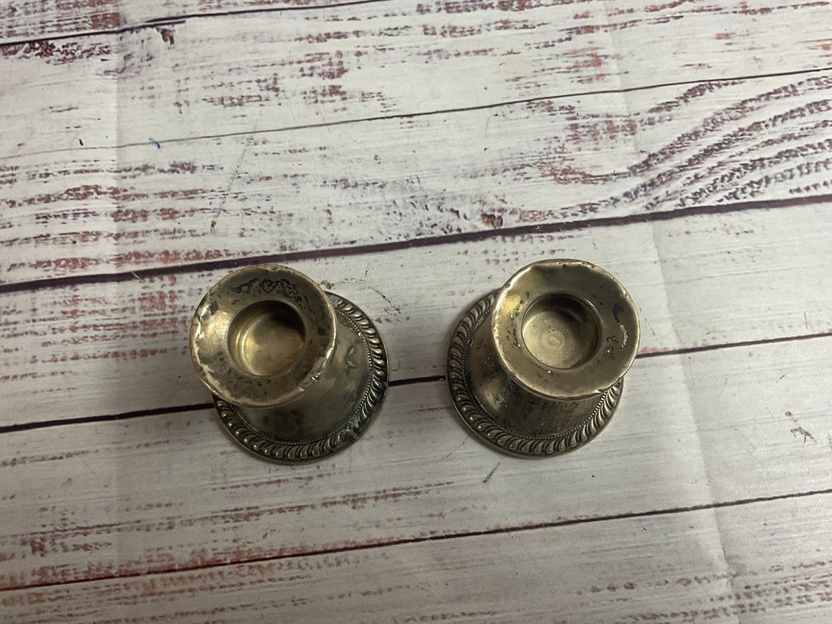 Set Of Two Sterling Weighted Candle Holders