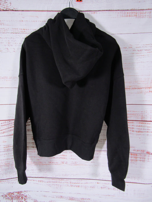 Everlane Women's Black Cropped Luxe Fleece Hoodie Sweater Size S
