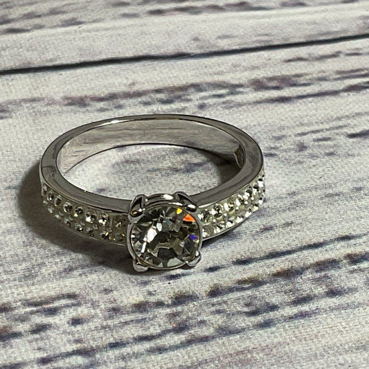 SWAROVSKI Silver Tone Crystal Ring- SZ 8