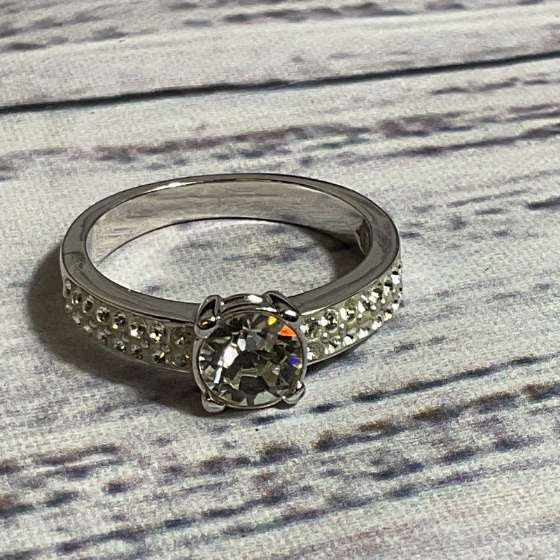 SWAROVSKI Silver Tone Crystal Ring- SZ 8