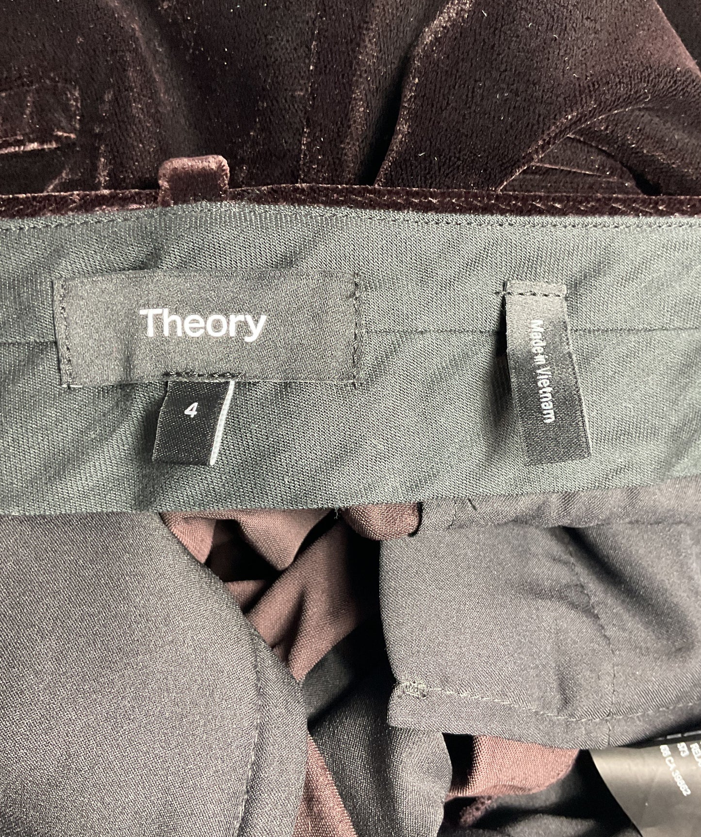 Theory Velvet Straight Leg Pants Dark Brown 4