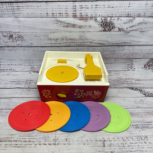 Fisher Price Record Player Music Box 2014 Complete 5 Records Working