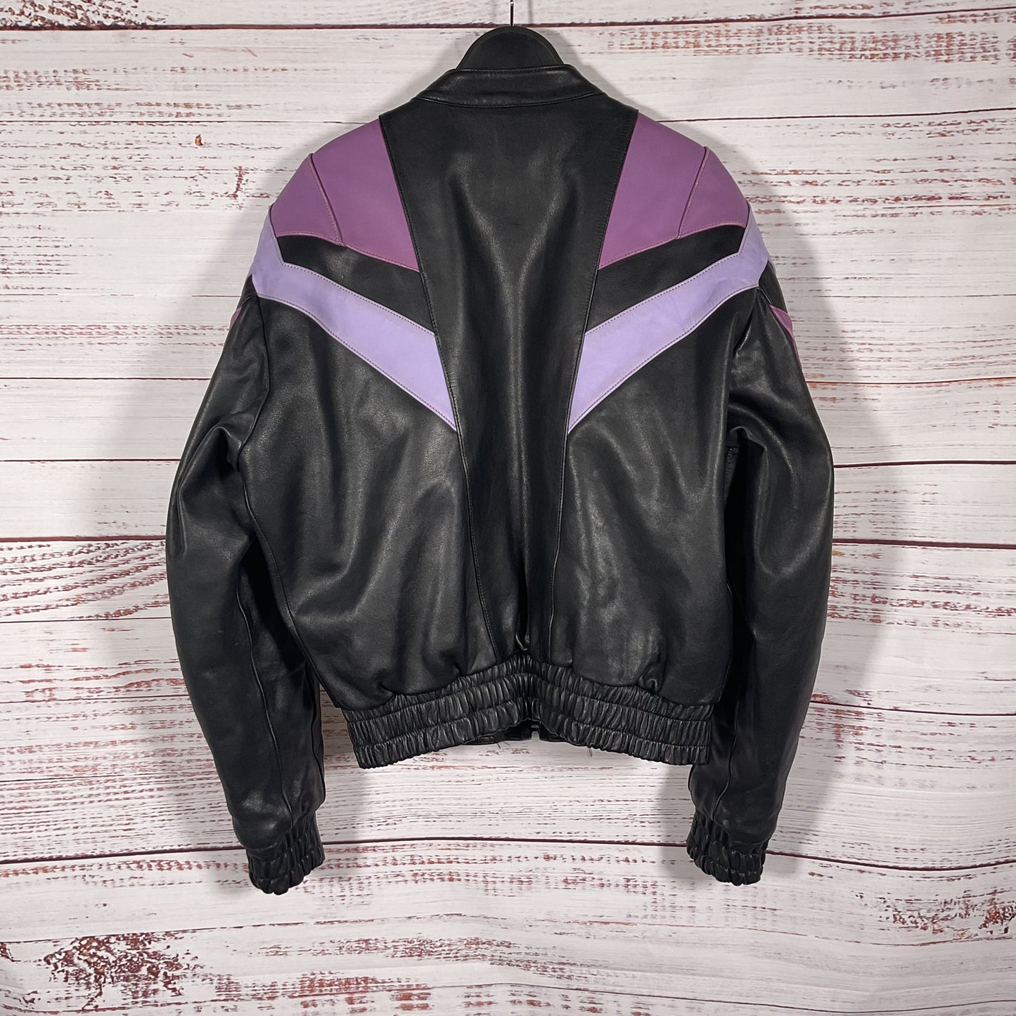 IXS Black Purple Leather Motorcycle Jacket - Size 56EU