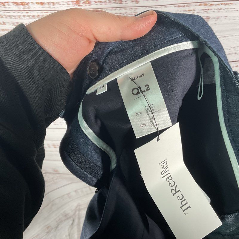 Brand New QL2 Melody Blue Cotton/Linen Blend Wide Leg Trouser Pants - Size 40