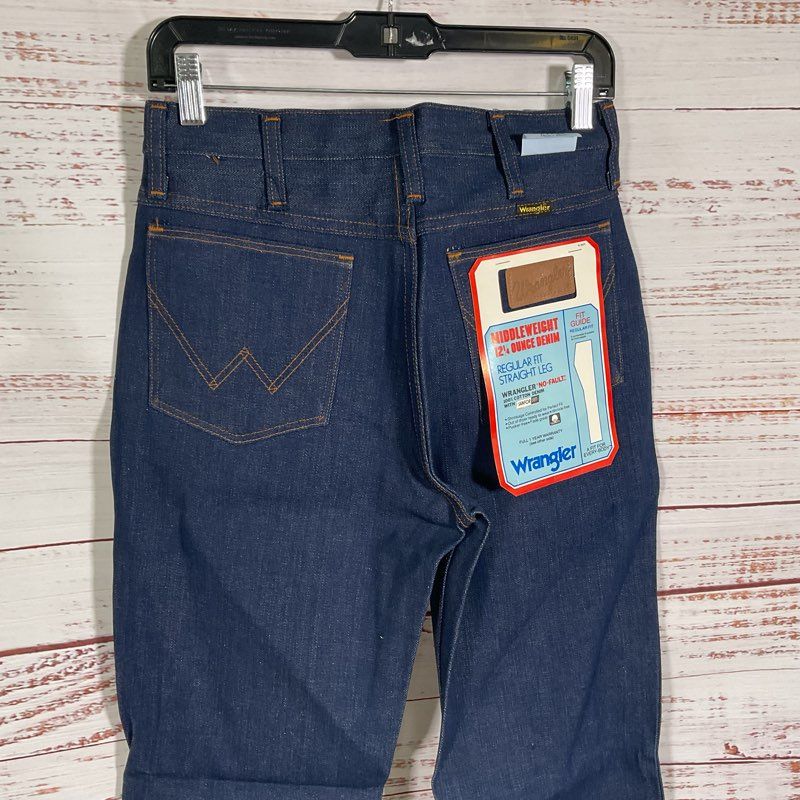 Vintage 80s Deadstock Wrangler Middleweight 12.25 oz Straight Leg Jeans 29x34