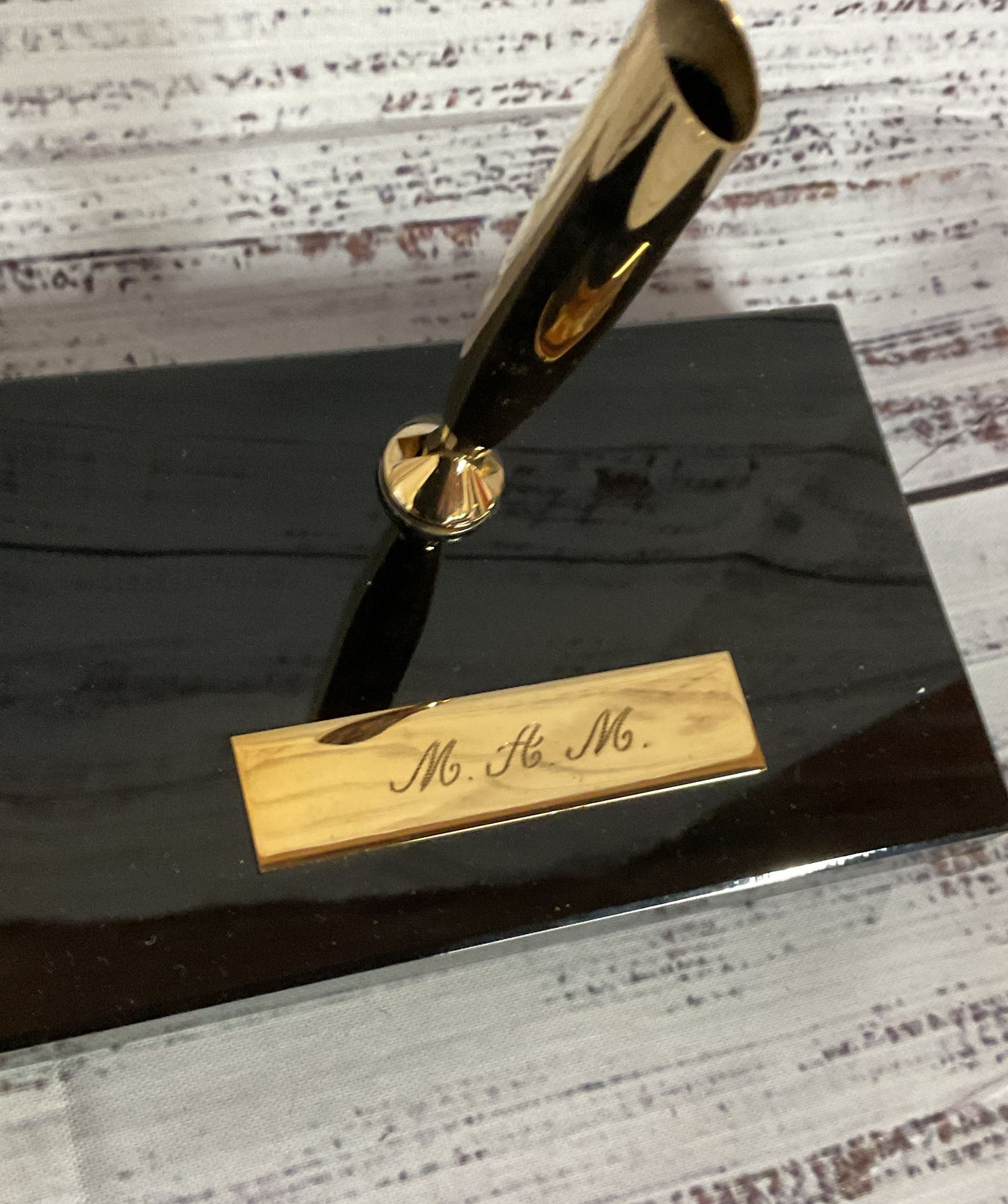 Vintage Sheaffer Marble Base Pen Holder Initial M.A.M