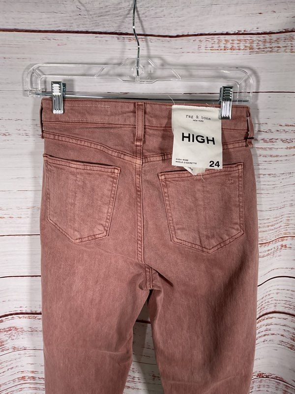 NWT Rag & Bone Nina High Rise Cigarette Jeans Light Plum Size 24 Women's