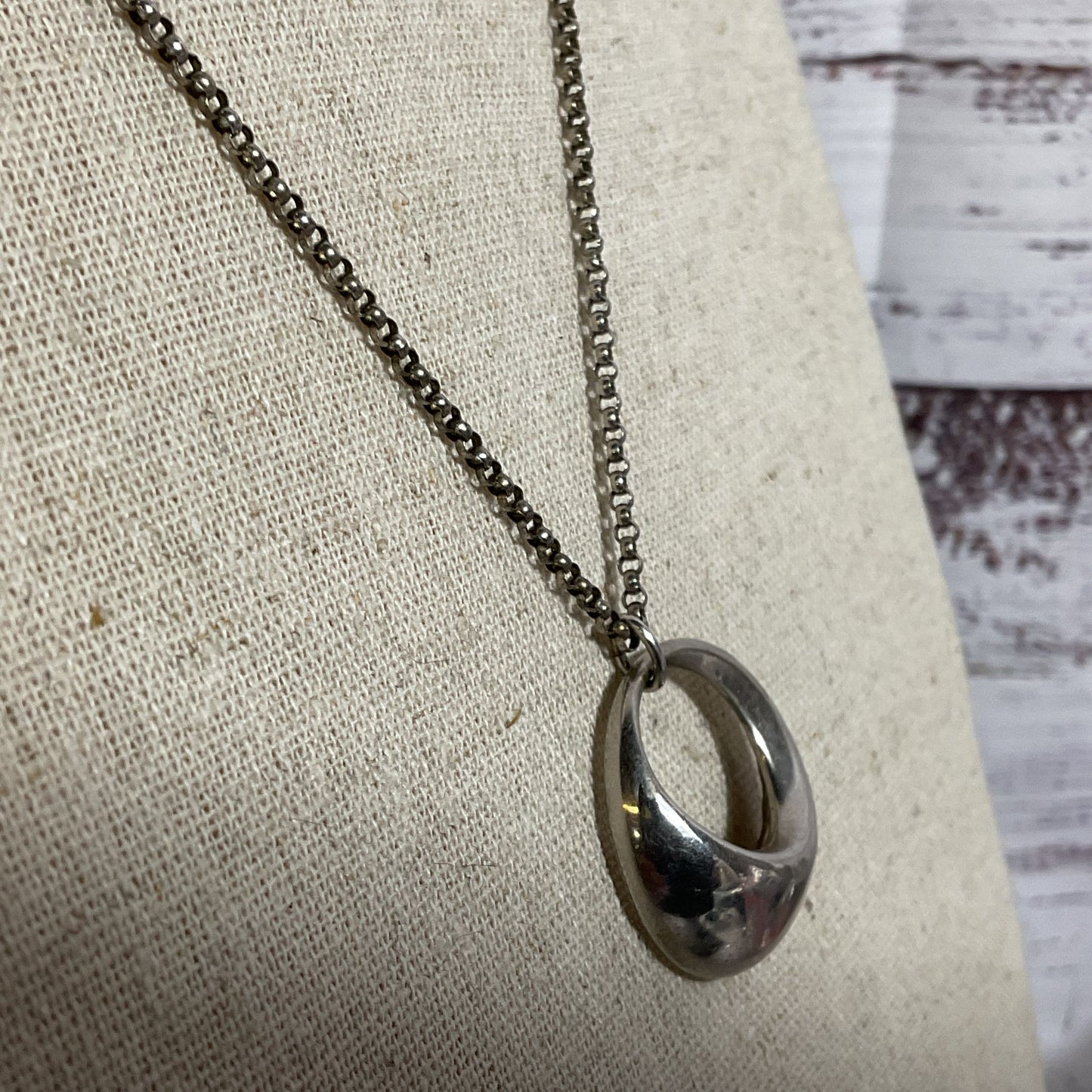 NAMBE Sterling Silver Circle Pendant 18" Rolo Chain Necklace- 14.55g