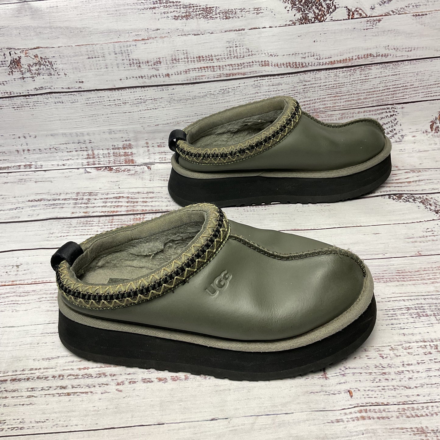 Ugg Tazz Green Seaweed Platform Slipper Women Size 6
