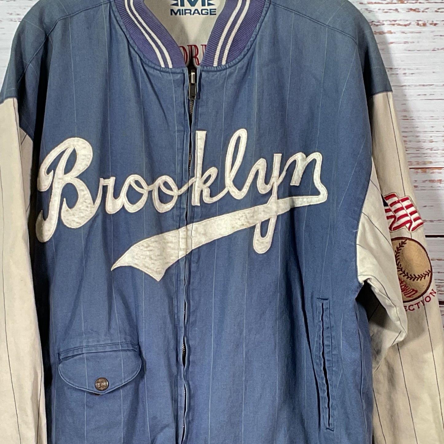 VTG. COPPERTOWN Collection Brooklyn Dodgers Reversible Bomber Jacket- SZ M