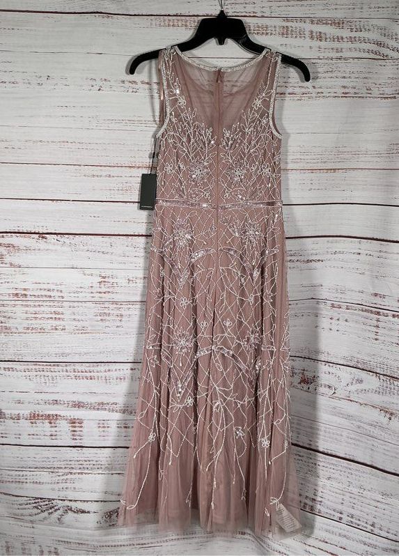 NWT Adrianna Papell Beaded Ankle Length Dress in Dusty Rose Size 0P Retail $329
