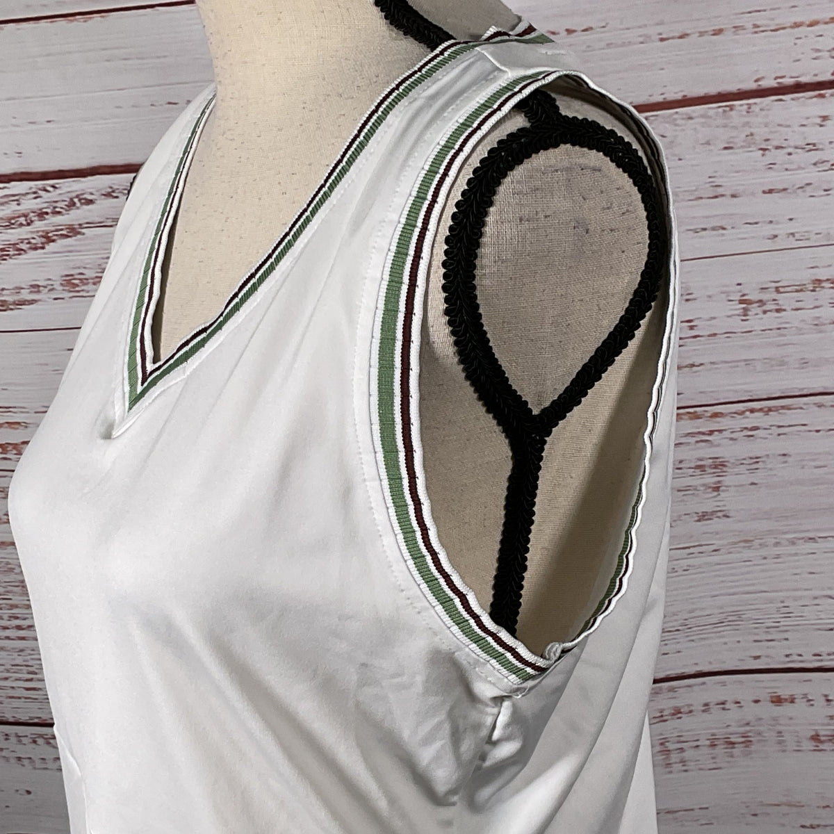 NWT VERONICA BEARD Spin Striped-Trim Tank Top- SZ XL