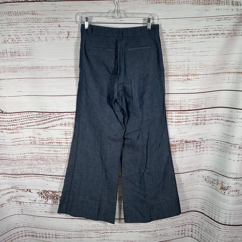 Brand New QL2 Melody Blue Cotton/Linen Blend Wide Leg Trouser Pants - Size 40