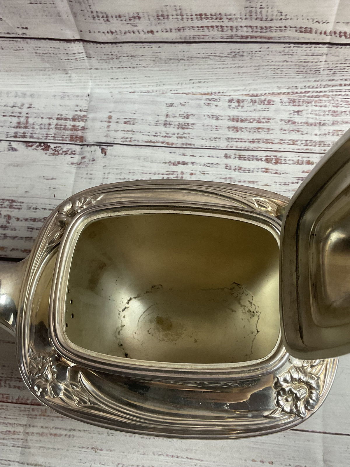 Vintage Rogers Bros Daffodil Silver Plated Floral Teapot