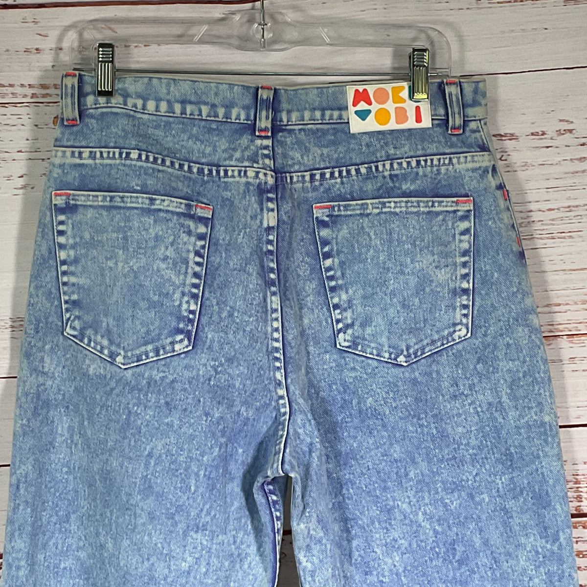 MOKUYOBI Women's Blue Pink Stitch Denim Jeans- SZ 32