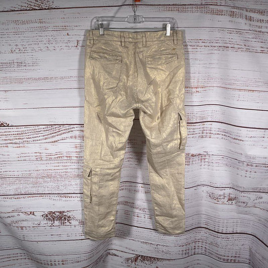 Mason's Shimmer Beige Two Tone Studded Pocket Cargo Pants - Size 44