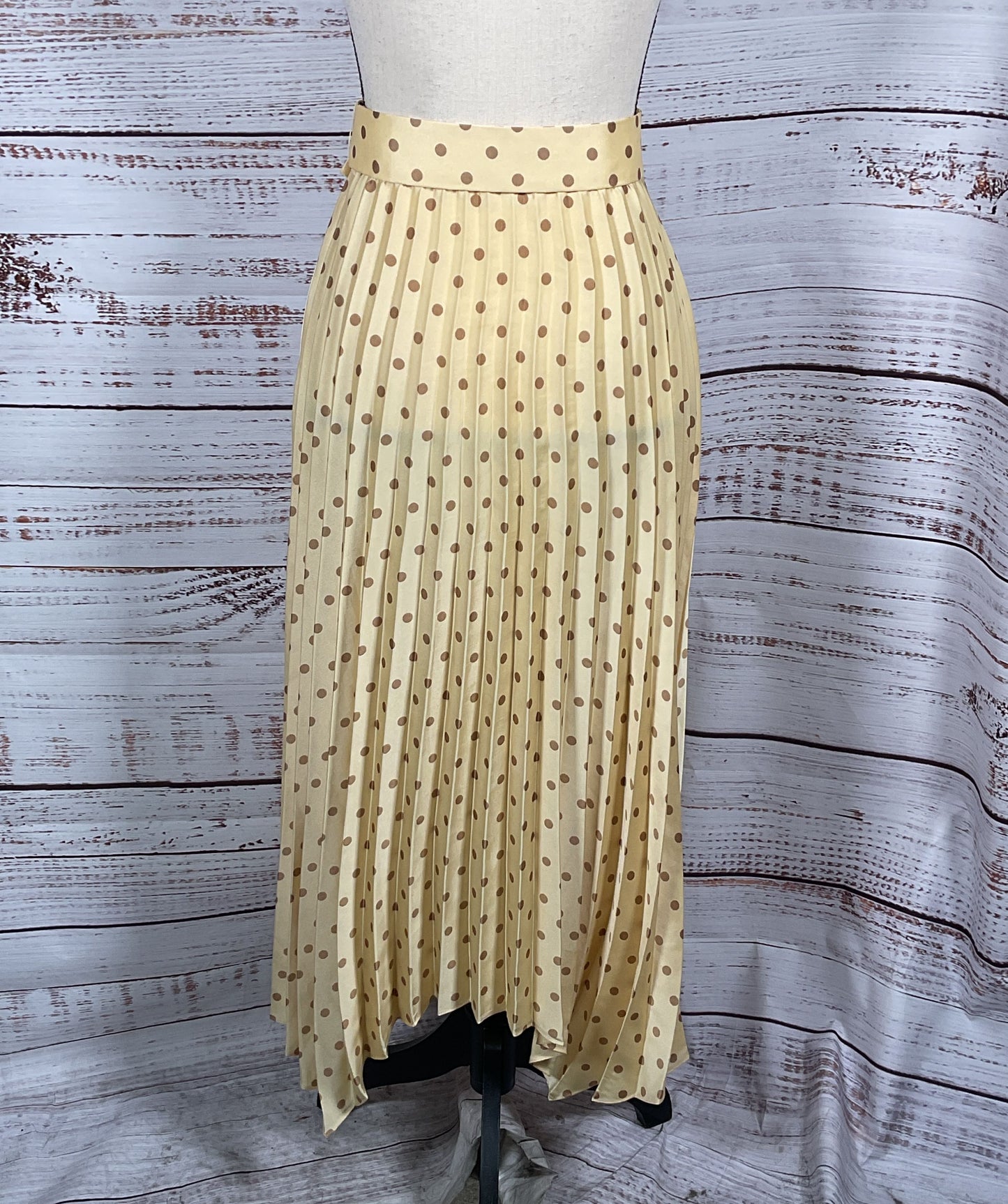 Sandro Peas Belted Pleated Polka-Dot Satin-Twill Midi Beige 0