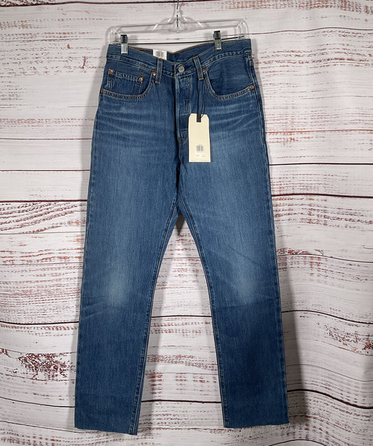 Levis Women's 501 Button Fly Raw Hem Denim Jeans Blue 30 x 32