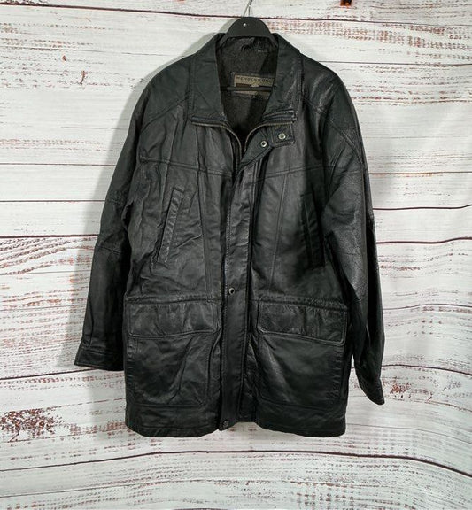 Men's Vintage Members Only Black Leather Jacket Size L