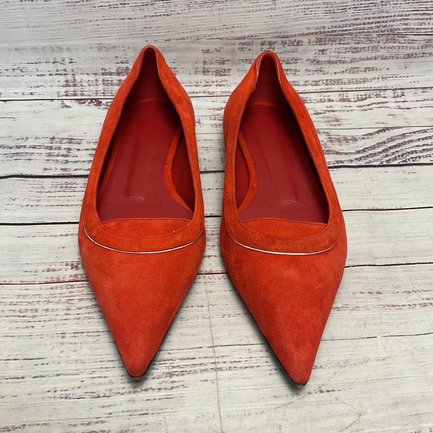 Marni Red Suede Pointed Toe Ballet Flat Women Size 6US 36EU