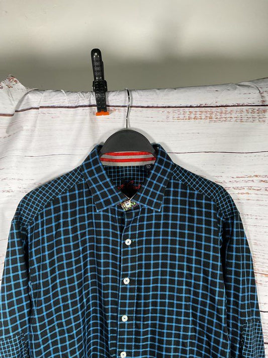 Robert Graham Men's Blue & Black Plaid Button Up Long Sleeve Shirt Size M