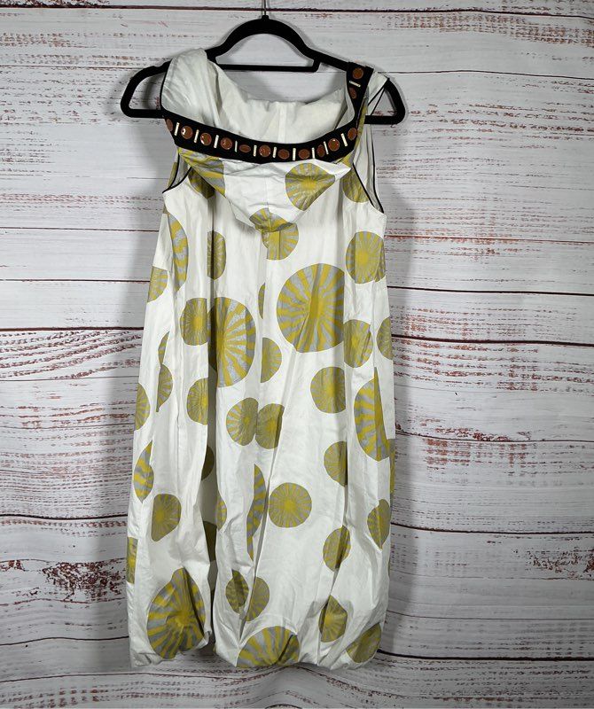 Women's Easton Pearson White Print Cotton Dress with hood Size US 8