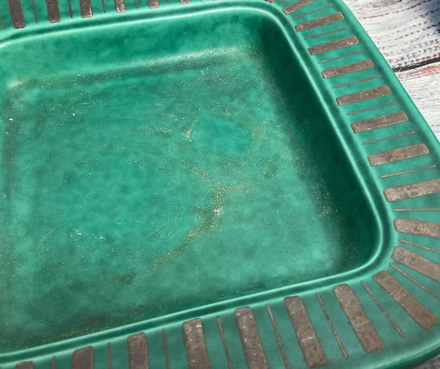 Gustavsberg Sweden Argenta Vintage Wilhelm Kåge Square 8.5" Tray Green