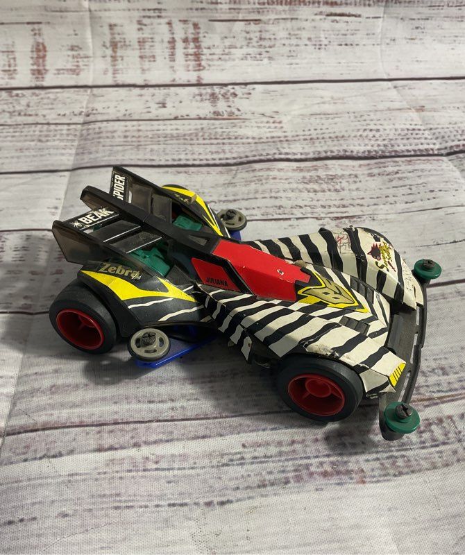Vintage 1997 Use Built Tamiya 1/32 Mini 4wd 19422 Beak Spider Zebra AS IS
