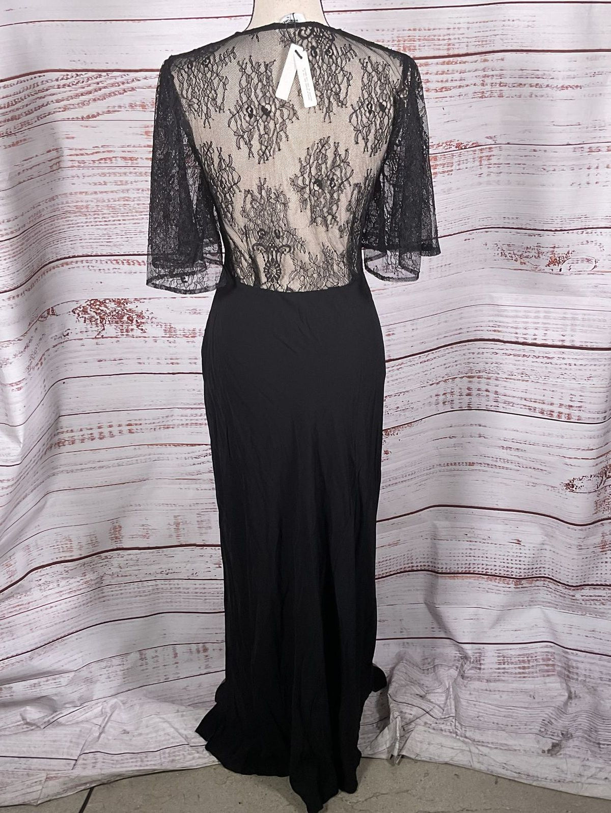 NWT RUMORED Women's Lace Top Sheer Lace Back Long Gown- SZ M