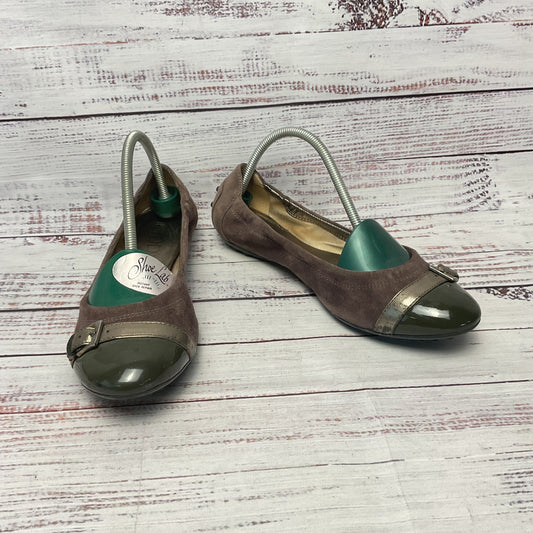 Tods Ballet Driver Brown Suede Foldable Flats Women Size 5.5