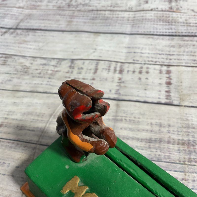 Vintage Cast Iron Monkey Bank Mechanical Coin Bank *WORKS*