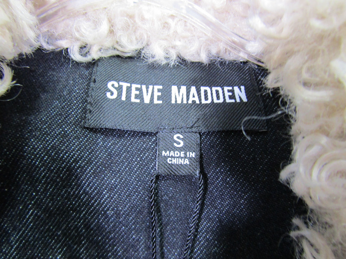 Steve Madden Lazuli Women's Blue Denim Faux Shearling Jacket Size S