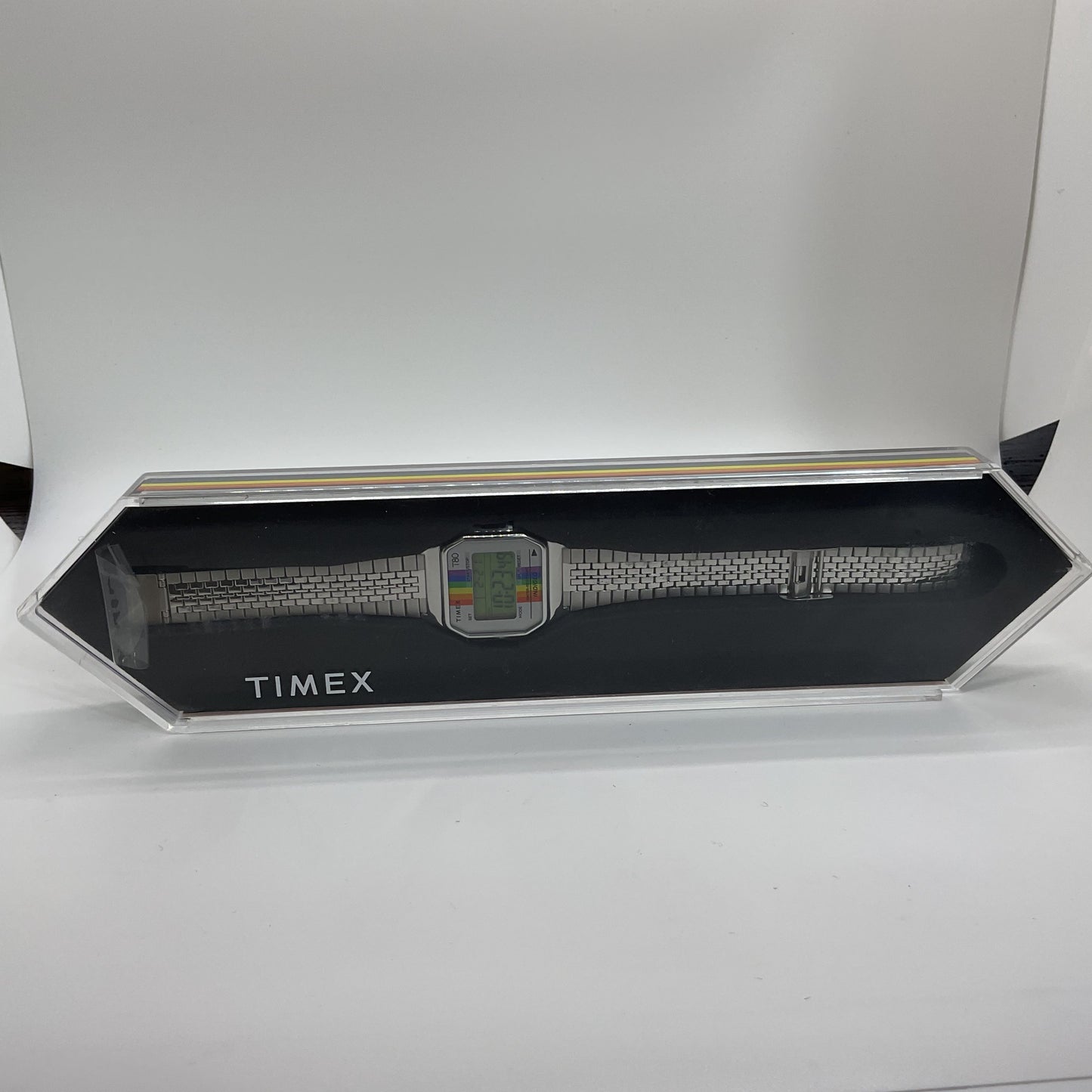 NEW TIMEX T80 Pride Rainbow Stainless Steel Digital Indiglo Watch