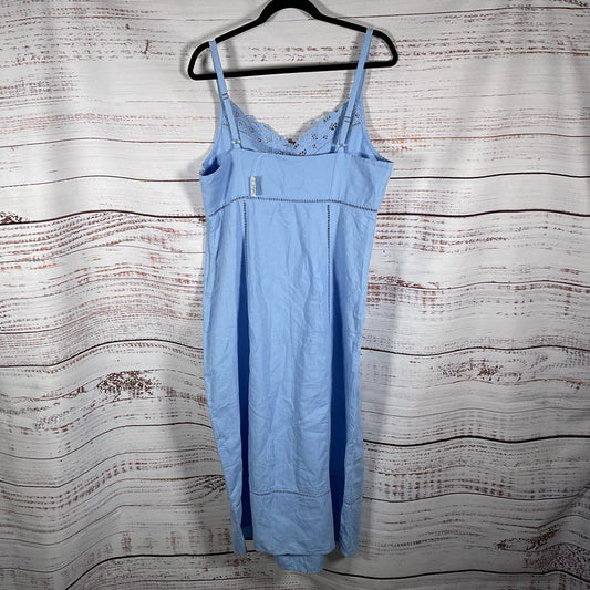 NWT Madewell Powder Blue Linen Sweetheart Midi Casual Dress - Size 14