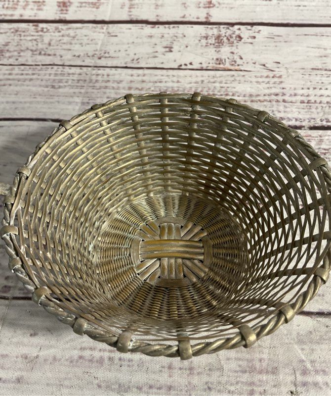 Vintage Made In Germany Silverplate Woven Small Basket 4.25"