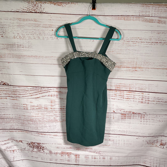 Simkhai Lenny Emerald Green Rhinestone Mini Dress - Size 10