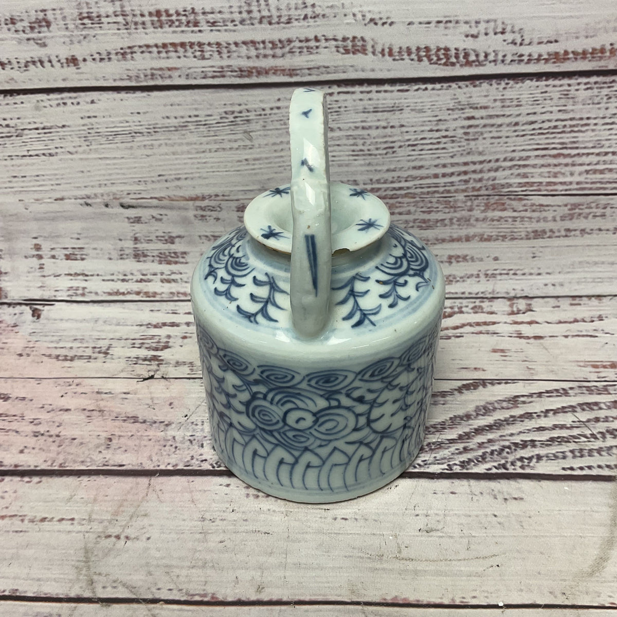 Chinese Blue White Lotus Flower Design Ceramic Porcelain Tea Pot 5"x3"x5.5"