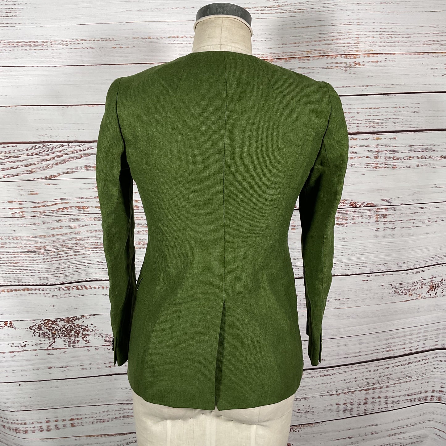 J. Crew French Girl Green Linen Double Breasted Petites Jacket - Size P2 New