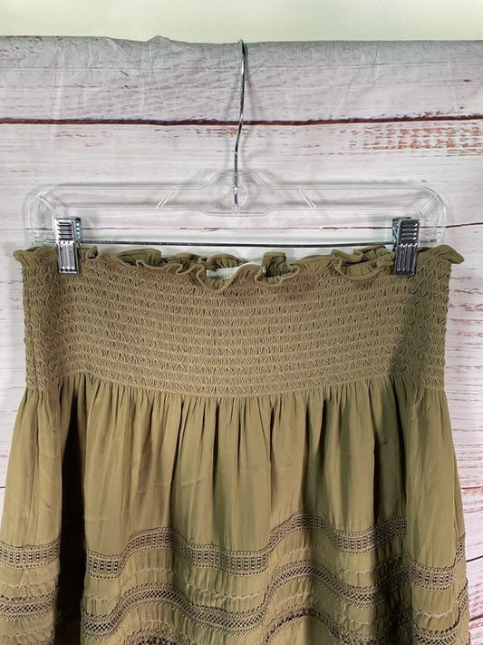 Ramy Brook Women's Smocked Green Tiered Miniskirt Size M