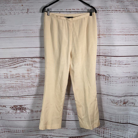 Lafayette 148 Cream Silk Blend Side Closure Pants - Size 12
