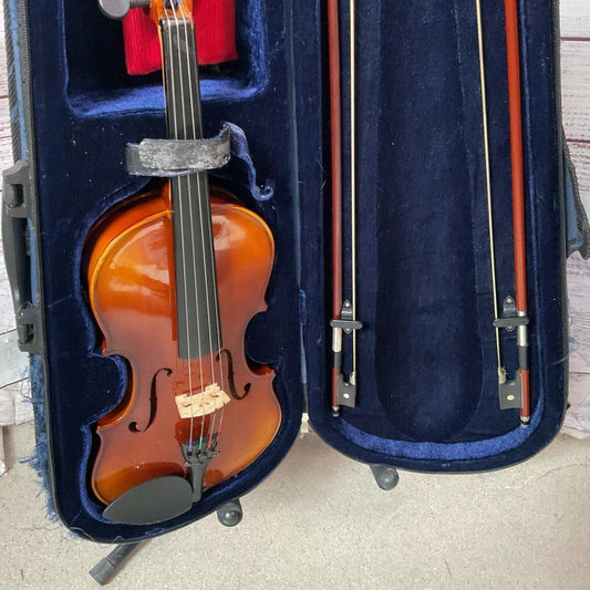 De Villlier VN343 Violin w/ 2 Bows & Accessories in Damaged Blue Case