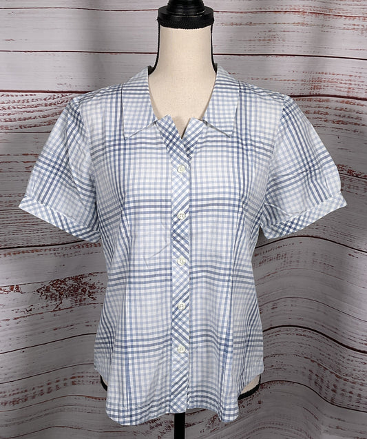 Pendleton Plaid Cotton Short Sleeve Shirt Blue M